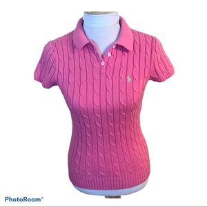 Ralph Lauren Short Sleeve Cable Knit Sweater Polo